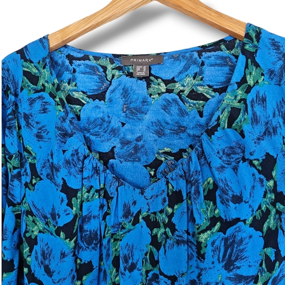 Primark Floral Swing Dress Plus Size 16 Blue Black Babydoll Over Print - Picture 7 of 11